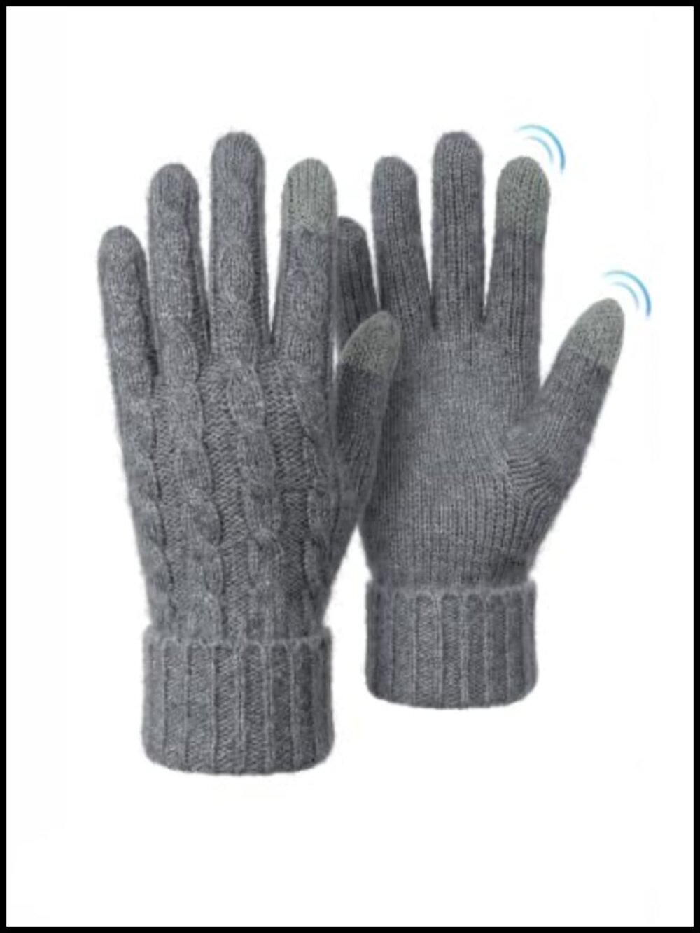 100% Alpaca Cable Knit Women's Winter Gloves Touchscreen